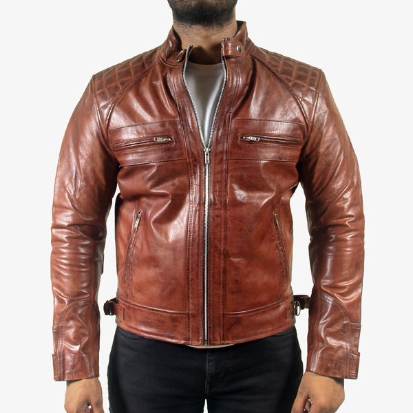 Men’s Brown Classic Padded Motorcycle Jacket