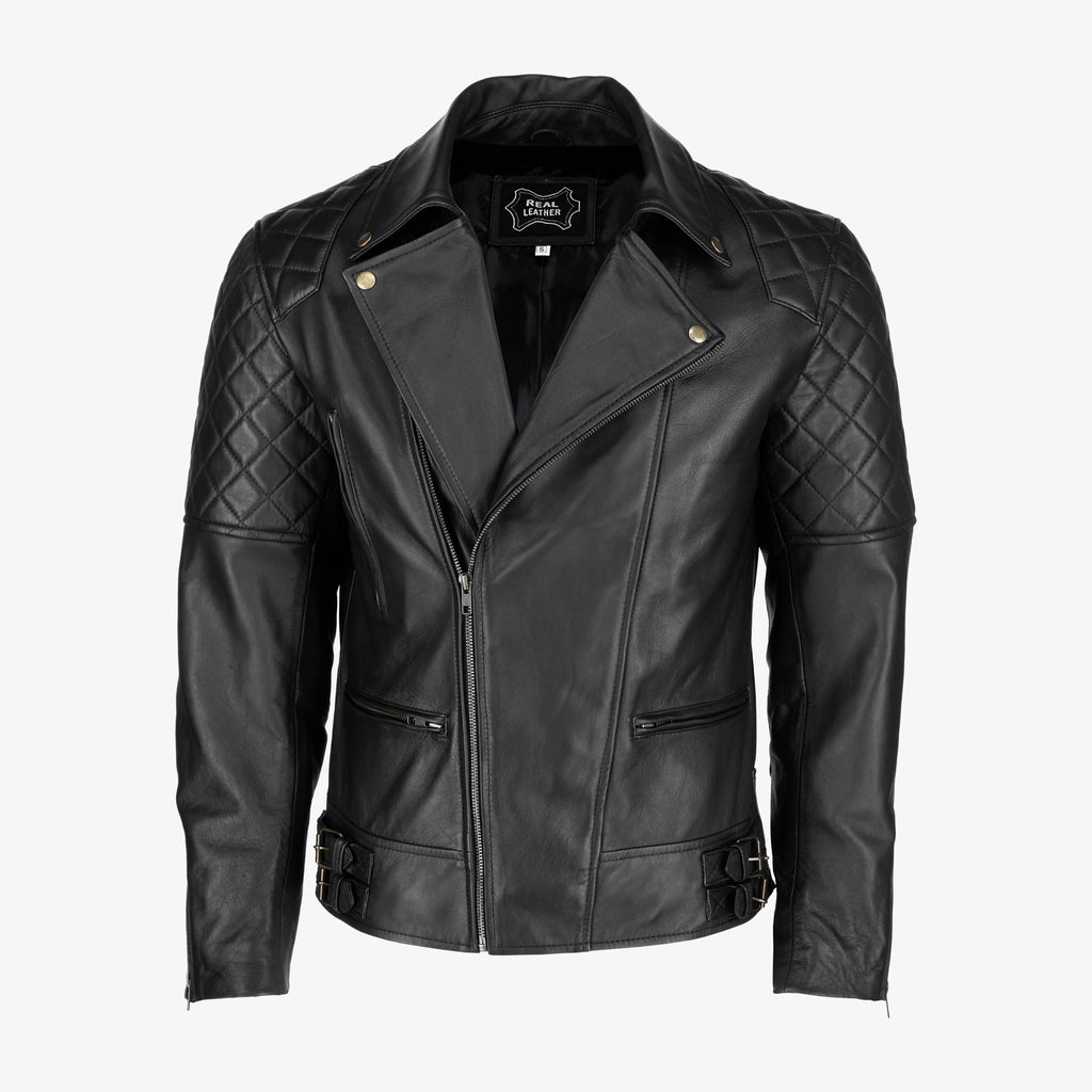 Men’s Black Diamond Quilted Leather Jacket