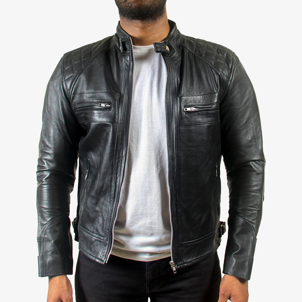 Men’s Black Classic Padded Motorcycle Jacket