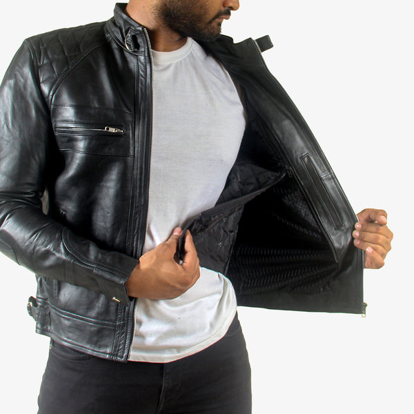 Men’s Black Classic Padded Motorcycle Jacket