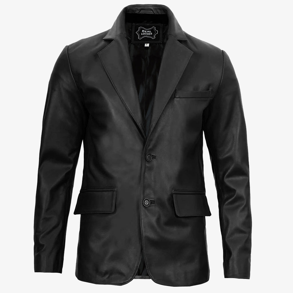 Men’s Black Lambskin Leather Blazer