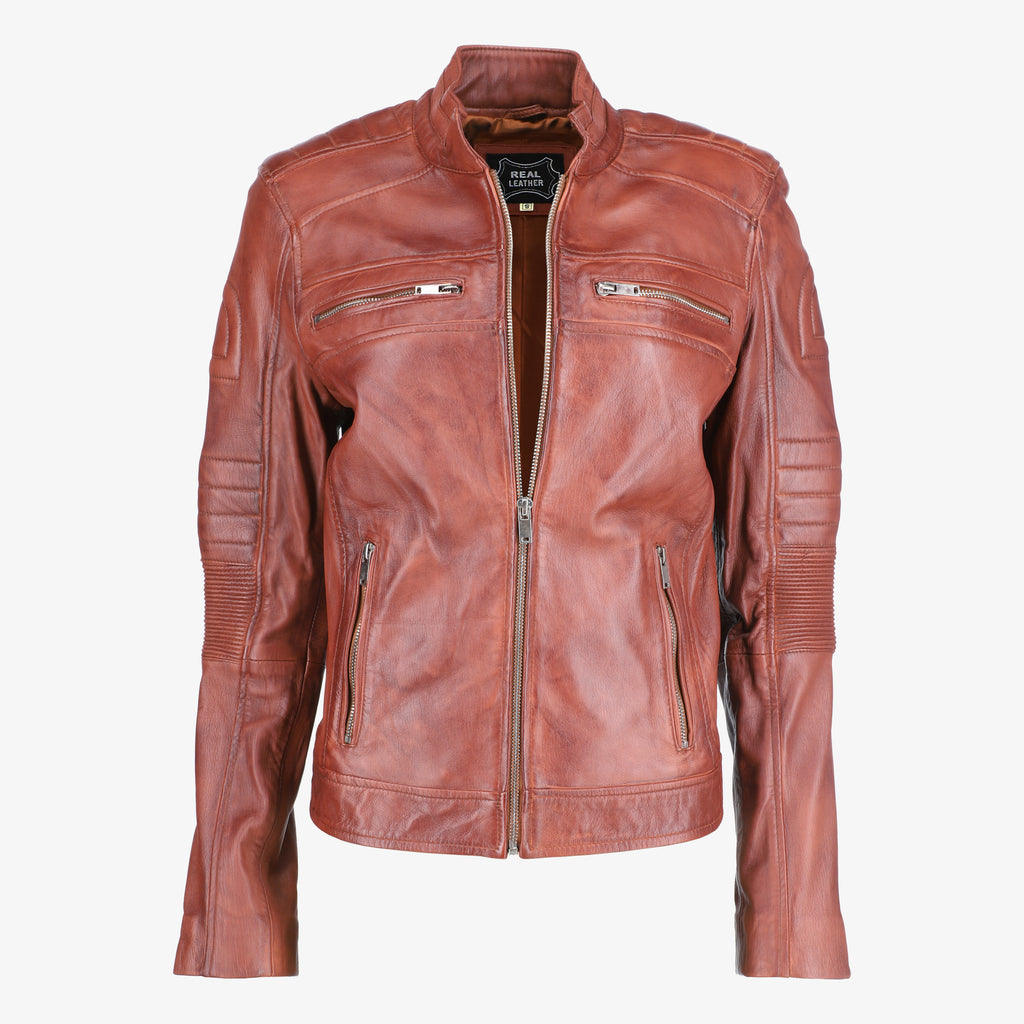 Cafe Racer Brown Women Jacket