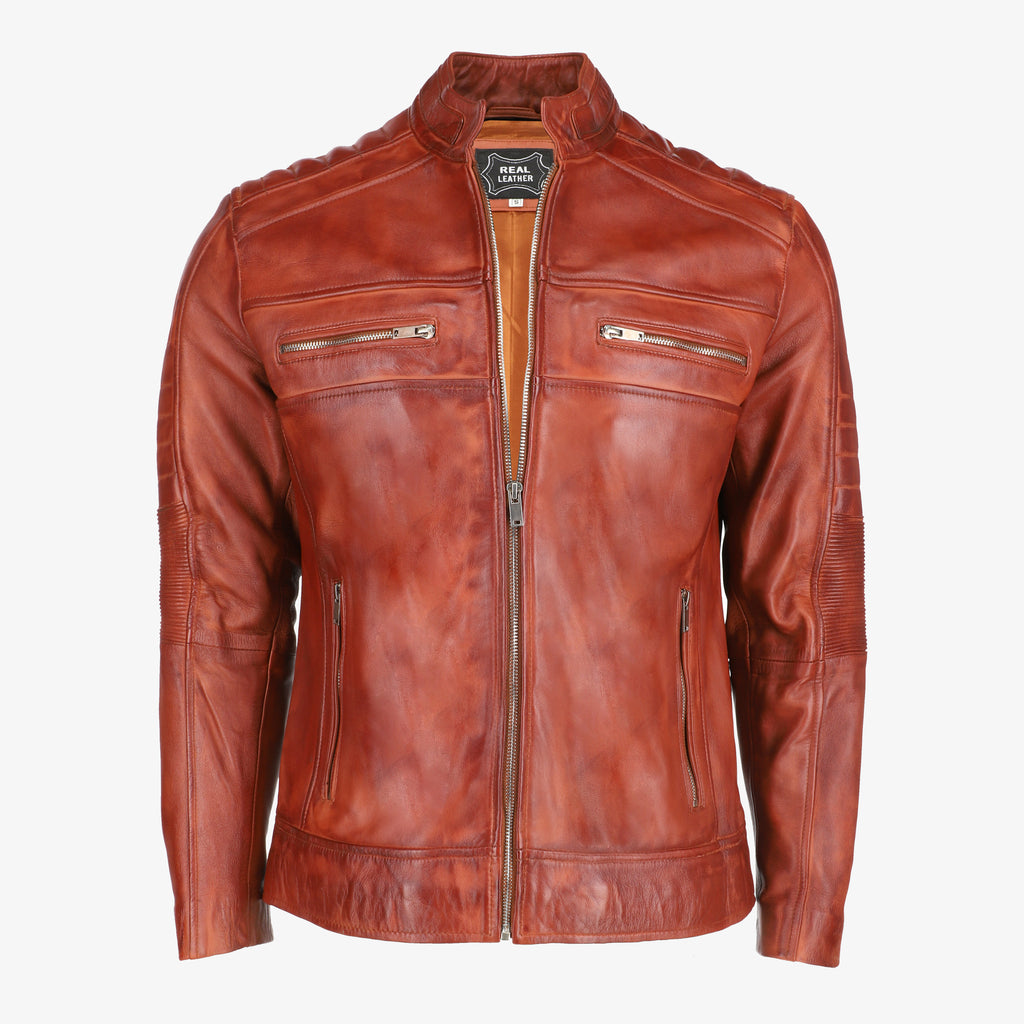 Men’s Vintage Brown Café Racer Leather Jacket