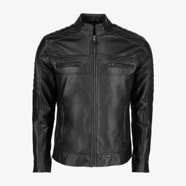 Men’s Black Cafe Racer Leather Jacket