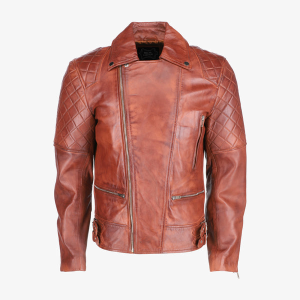 Men’s Brown Diamond Quilted Leather Jacket