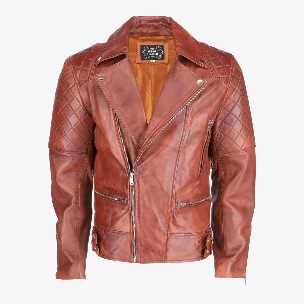 Men’s Brown Diamond Quilted Leather Jacket