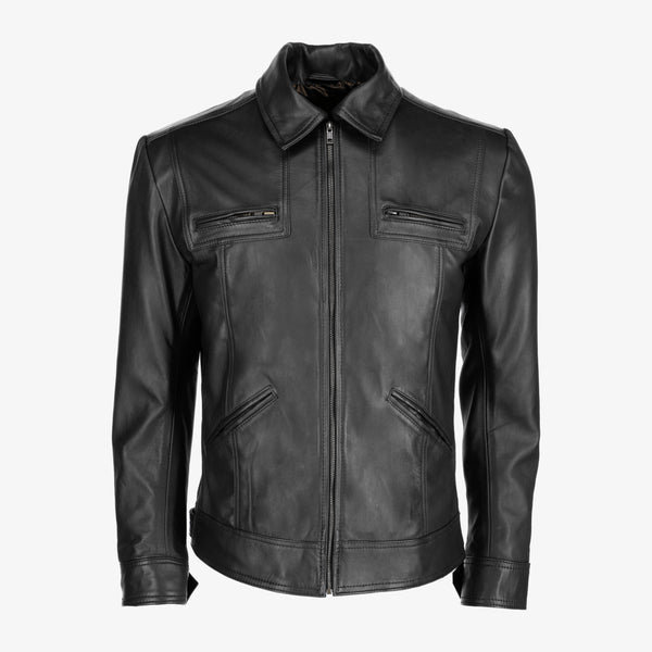 Men’s Black Lambskin Trucker Leather Jacket