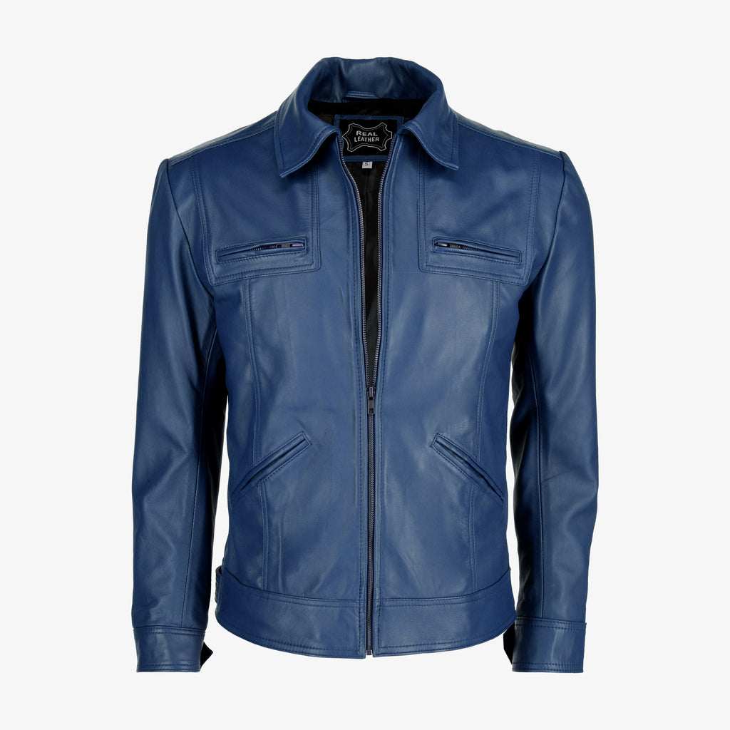 Men’s Black Lambskin Trucker Leather Jacket