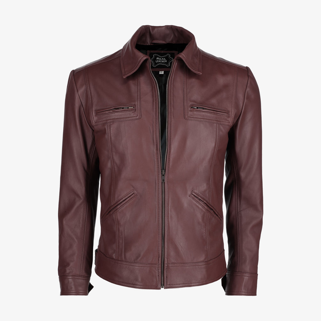 Men’s Black Lambskin Trucker Leather Jacket