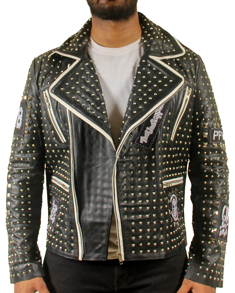 Men’s Studded Black Leather Jacket