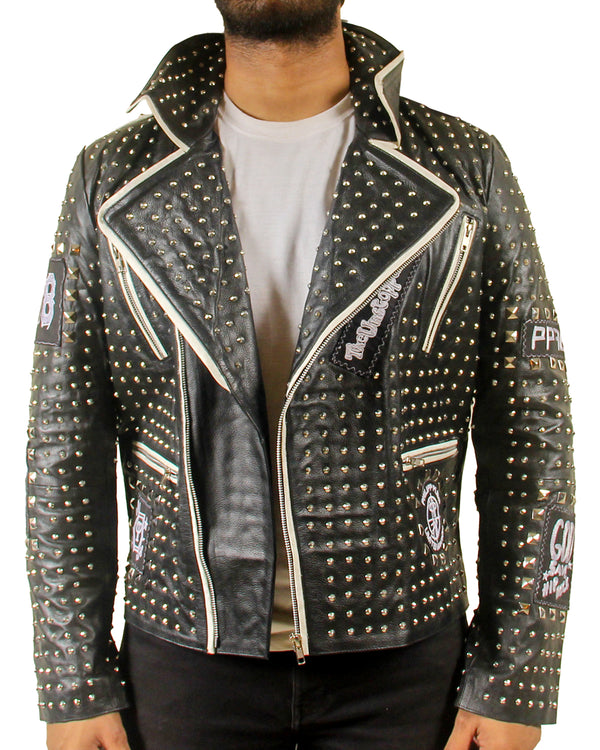 Men’s Studded Black Leather Jacket