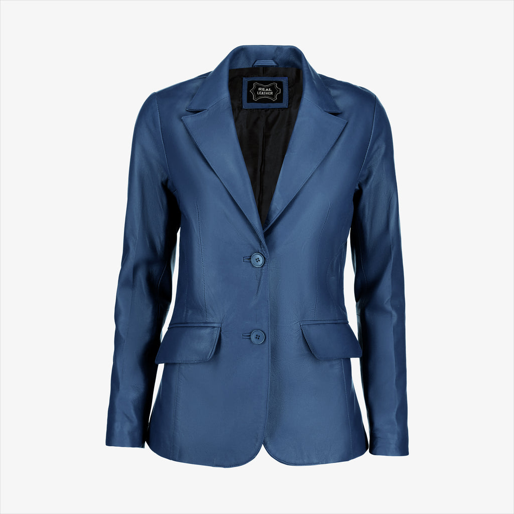 Women’s Black Leather Blazer Jacket