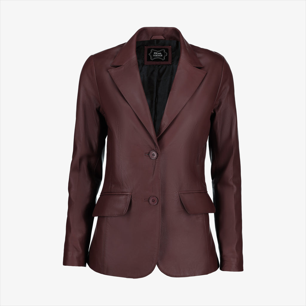 Women’s Black Leather Blazer Jacket