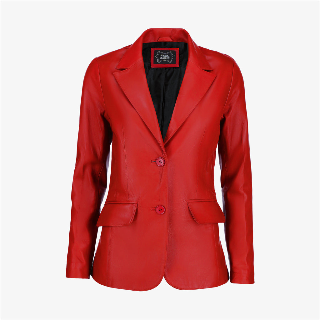 Women’s Black Leather Blazer Jacket