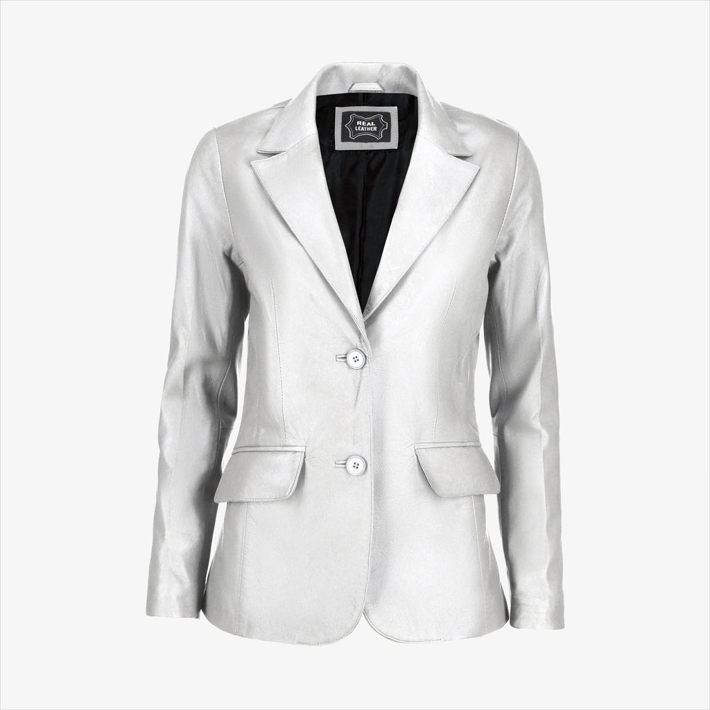 Women’s Black Leather Blazer Jacket