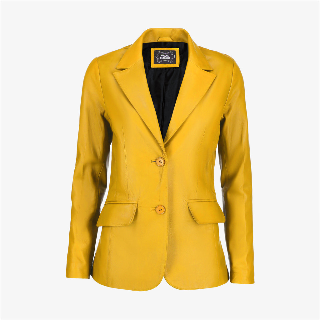 Women’s Black Leather Blazer Jacket
