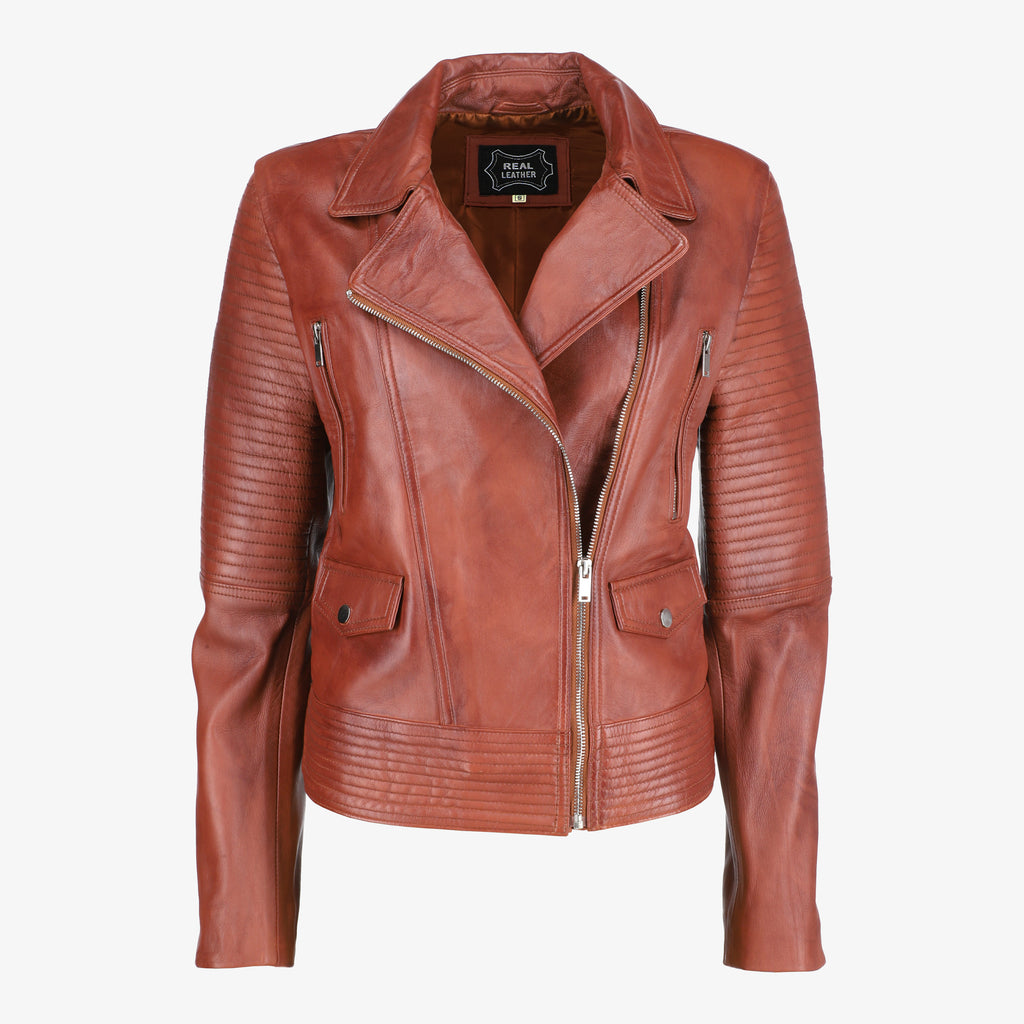Women’s Brown Asymmetrical Leather Jacket