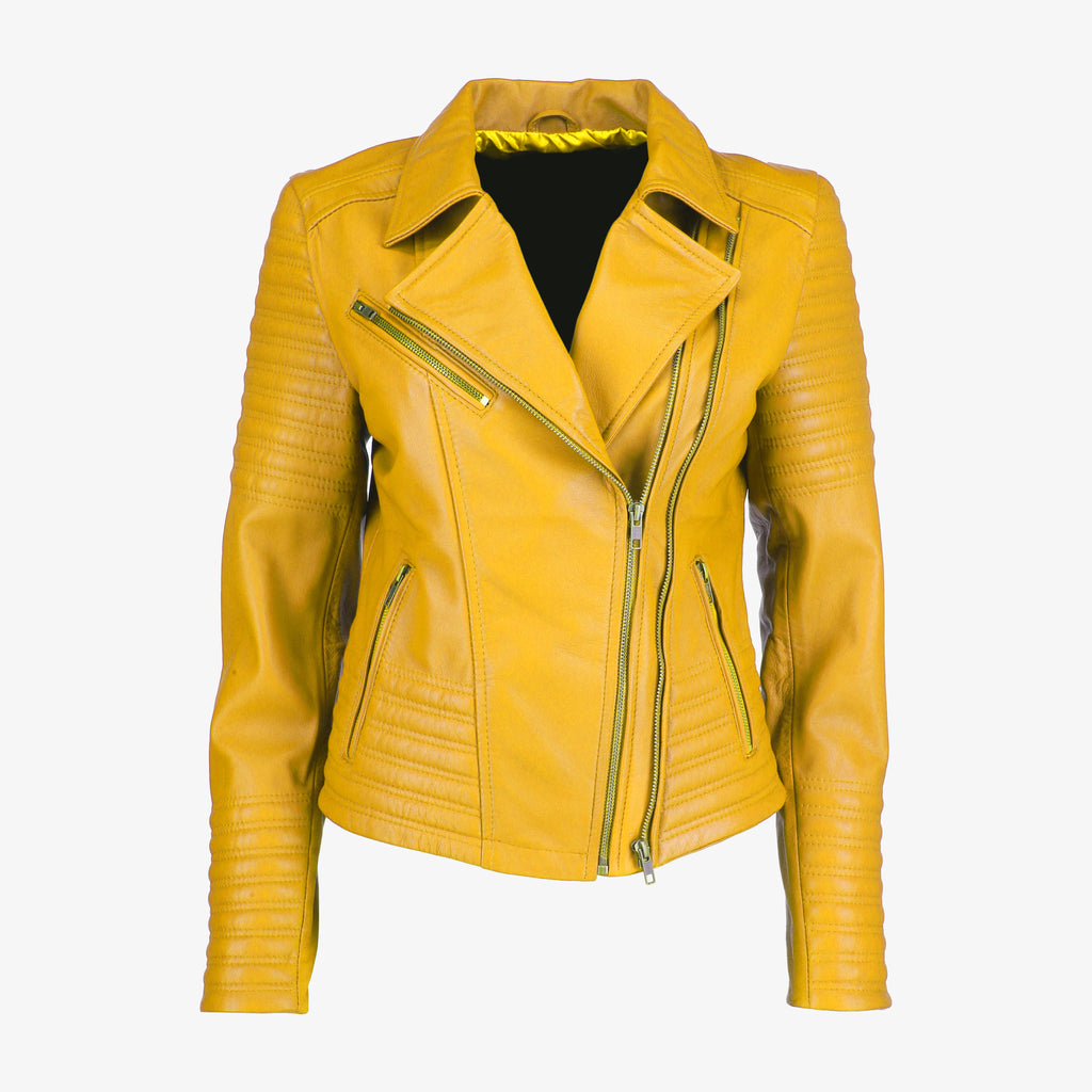 Asymmetrical Biker Black Leather Jacket for Women