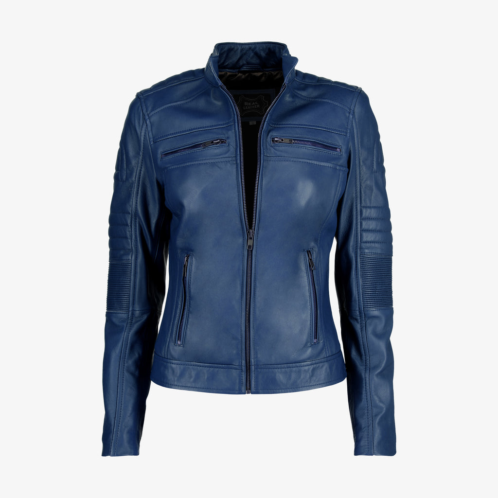 Women's Black Cafe Racer Leather Jacket