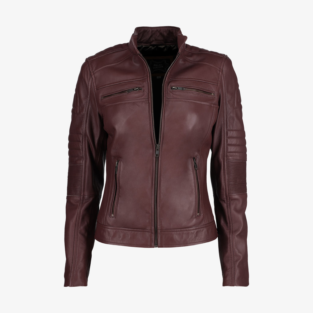 Women's Black Cafe Racer Leather Jacket