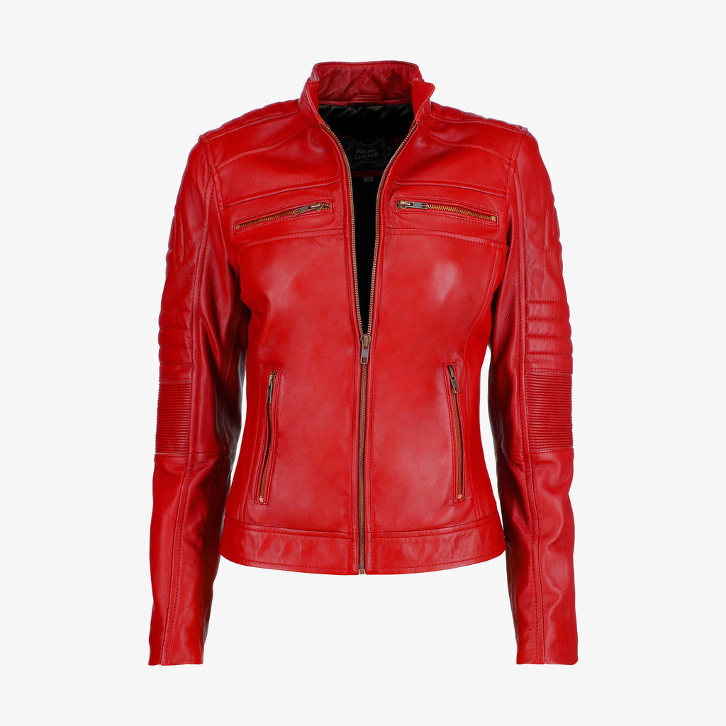 Women's Black Cafe Racer Leather Jacket