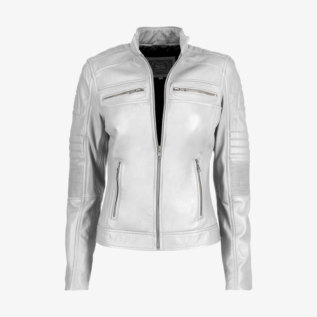 Women's Black Cafe Racer Leather Jacket