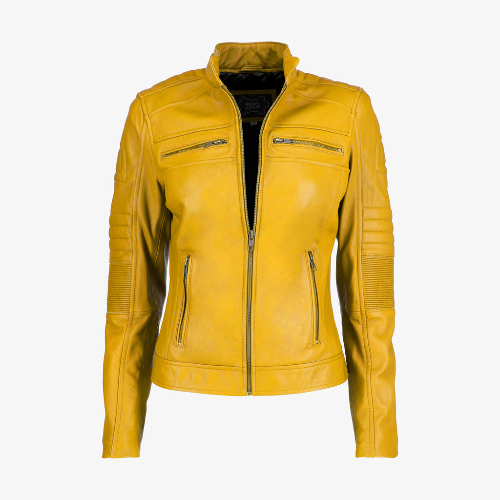 Women's Black Cafe Racer Leather Jacket
