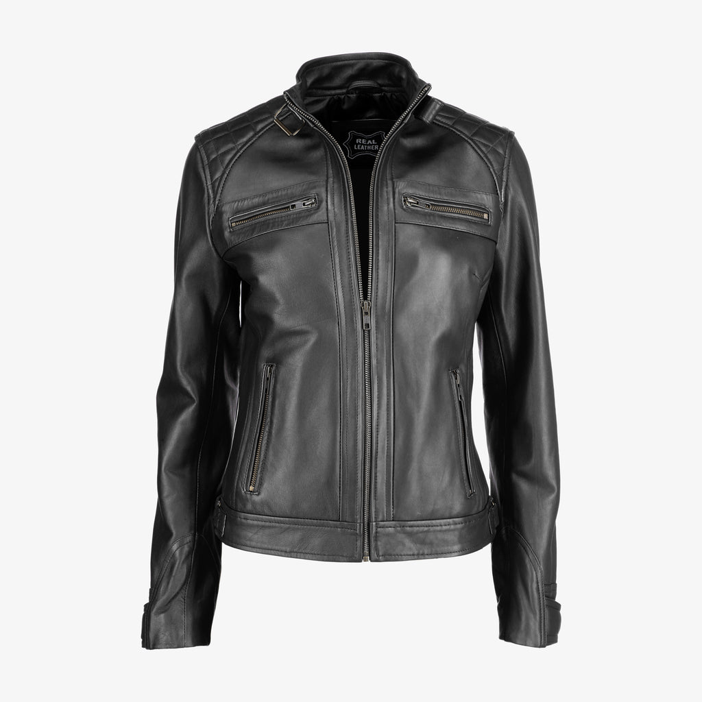 Women Classic Black Leather Jacket